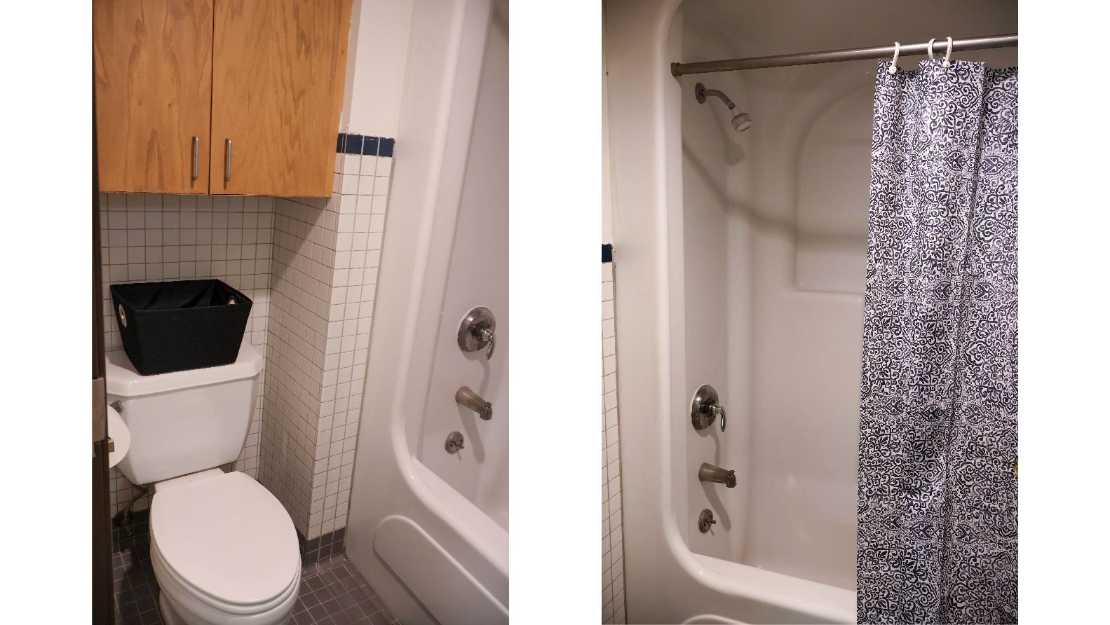 2-person En-suite Bathroom with countertop sink toilet shower and towel racks