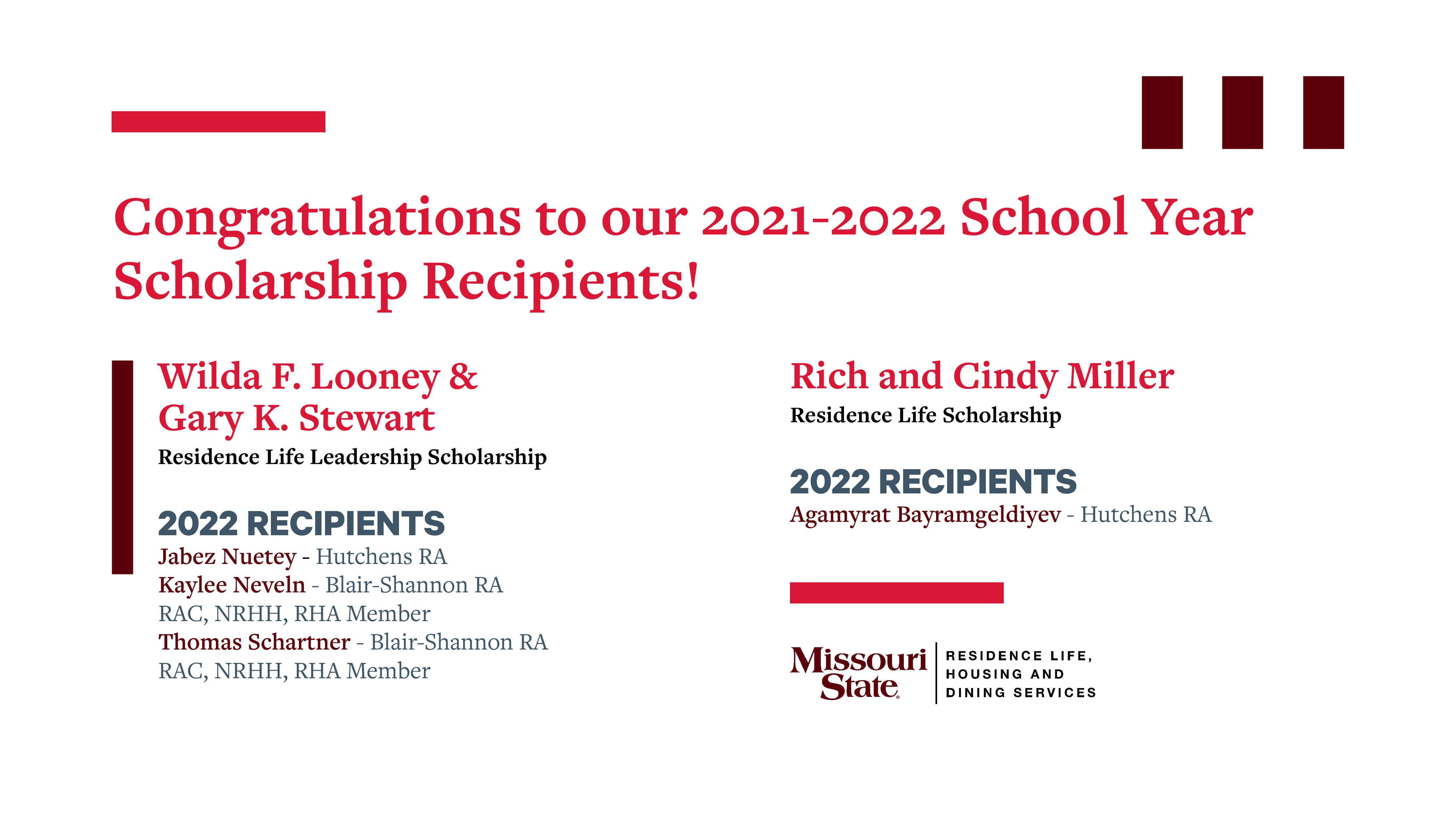 Congratulations to our 2022-2023 School Year Scholarship Recipients. 