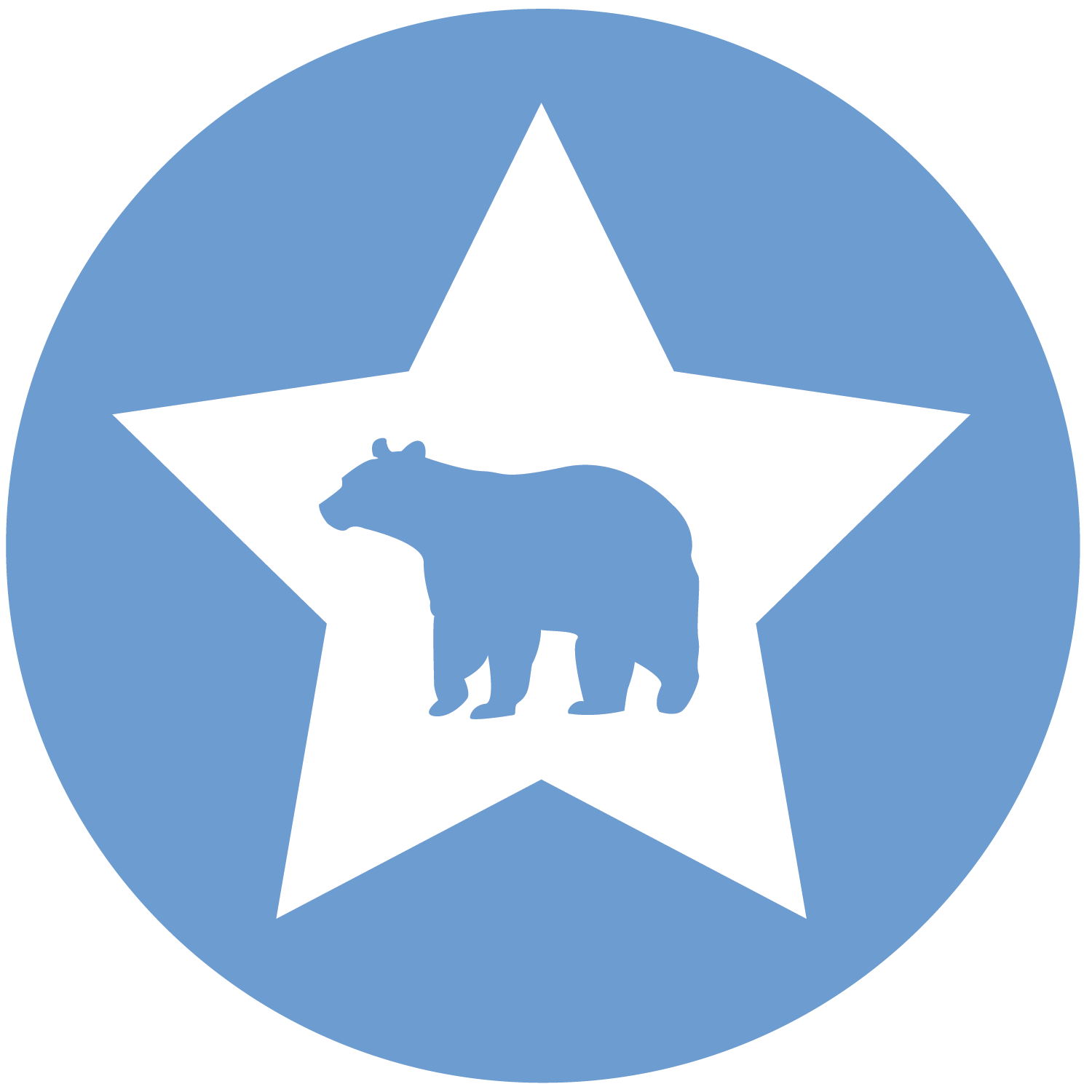 blue circle icon with bear in a star