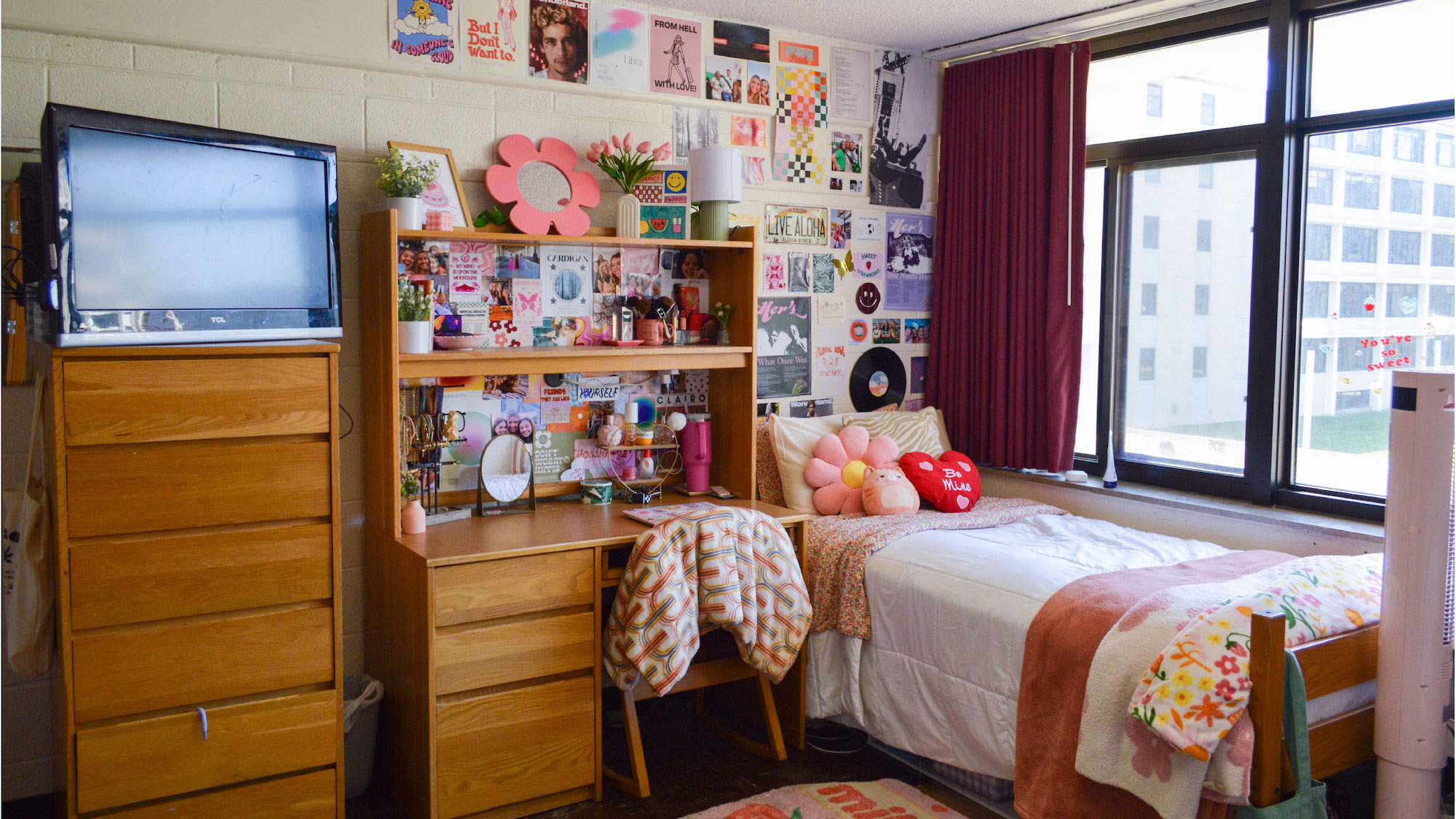 bed desk and chair and chest of drawers