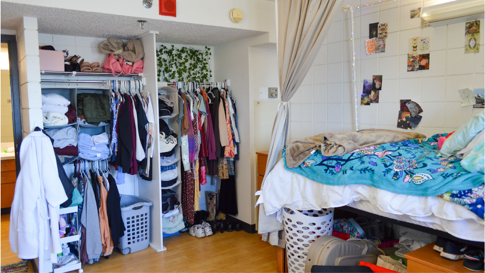 bed and closet spaces