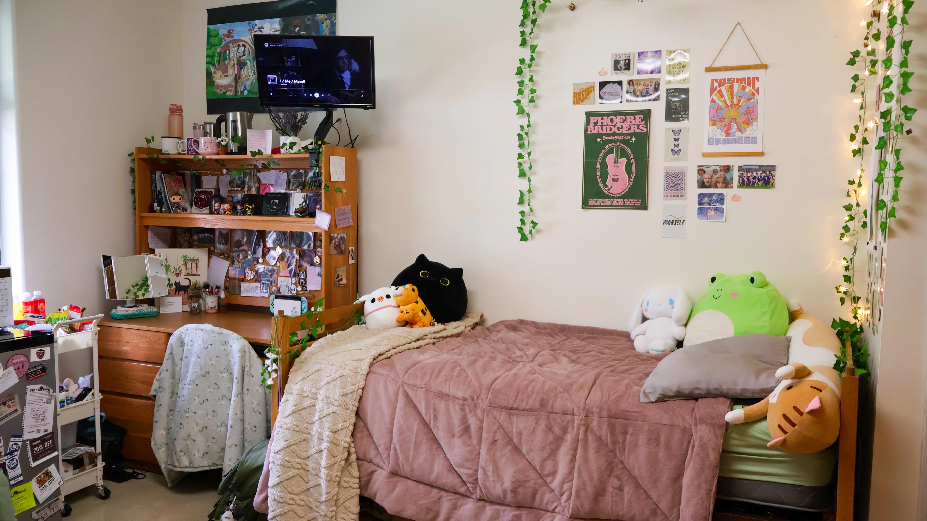 bed and desk with chair